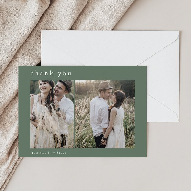 EMELIA Flat Nature Rustic Woodland 2 Photo Bröllop Tack Kort (EMELIA Flat Nature Rustic Woodland 2 Photo Wedding Thank You Card)