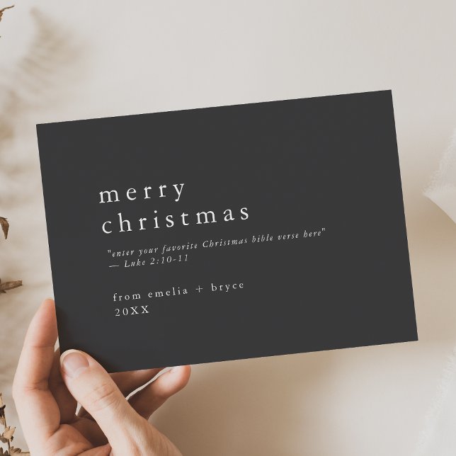 EMELIA Grått Easy Bible Verse Religiösa jul Julkort (EMELIA Gray Easy Bible Verse Religious Christmas Holiday Card)