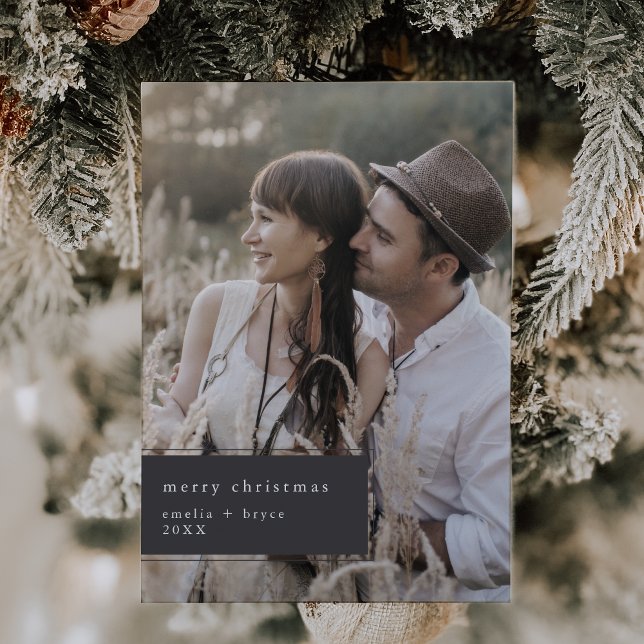 EMELIA Grått-utskrivbar cute Unik fotojul Julkort (EMELIA Gray Printable Cute Unique Photo Christmas Holiday Card)