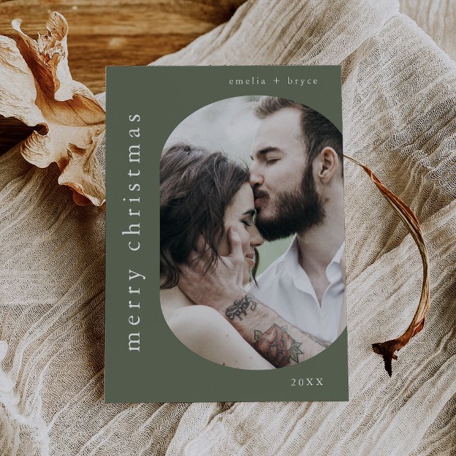 EMELIA Grönt Bild Family Photo God jul Julkort (EMELIA Green Picture Family Photo Merry Christmas Holiday Card)