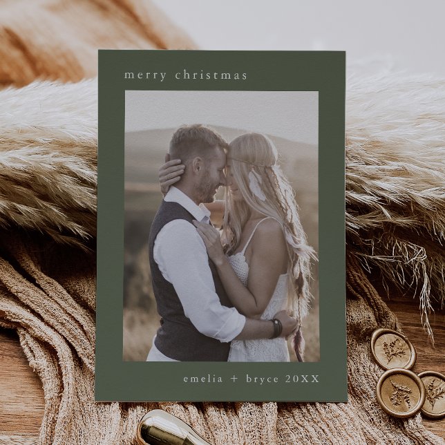 EMELIA Grönt Bohemian Julafton Family Photo Jul Julkort (EMELIA Green Bohemian Xmas Family Photo Christmas Holiday Card)