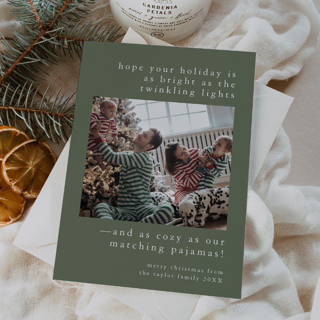 EMELIA Grönt Cute Family Photo Funny jul Julkort (EMELIA Green Cute Family Photo Funny Christmas Holiday Card)