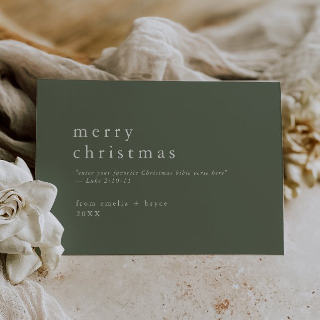 EMELIA Grönt Easy Bible Verse Religiösa jul Julkort (EMELIA Green Easy Bible Verse Religious Christmas Holiday Card)
