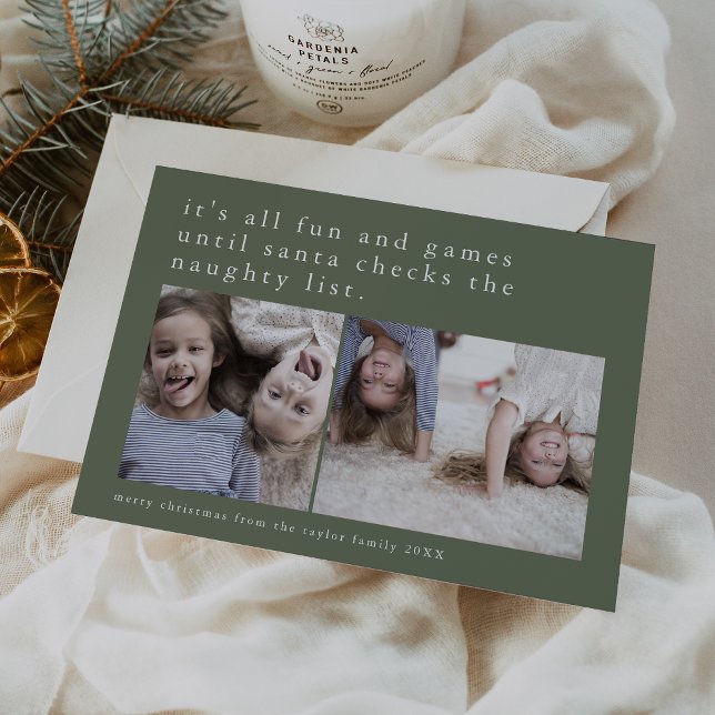 EMELIA Grönt Superskoj Photo Funny jul Julkort (EMELIA Green Hilarious Photo Funny Christmas Holiday Card)