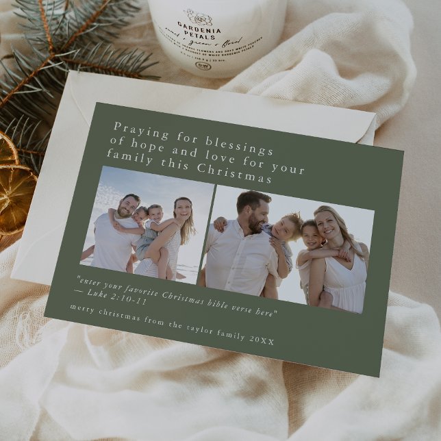EMELIA-Gröntens foto Unika bibelcitat Jul Julkort (EMELIA Green Photo Unique Bible Quotes Christmas Holiday Card)