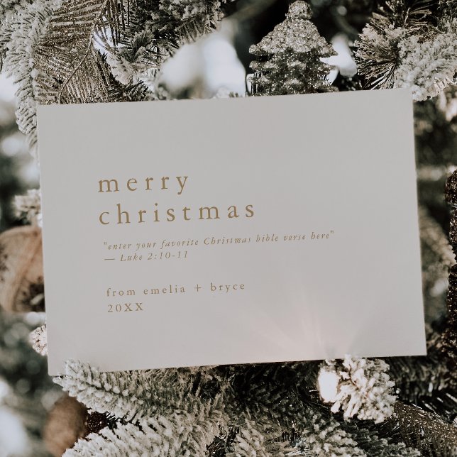 EMELIA Guld Easy Bible Verse Religiösa jul Julkort (EMELIA Gold Easy Bible Verse Religious Christmas Holiday Card)