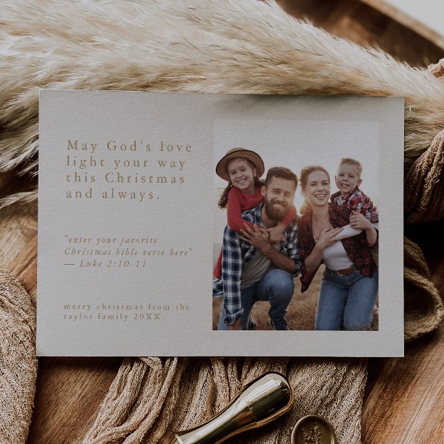 EMELIA Guld Photo Easy Religiösa Jul Julkort (EMELIA Gold Photo Easy Simple Religious Christmas Holiday Card
)