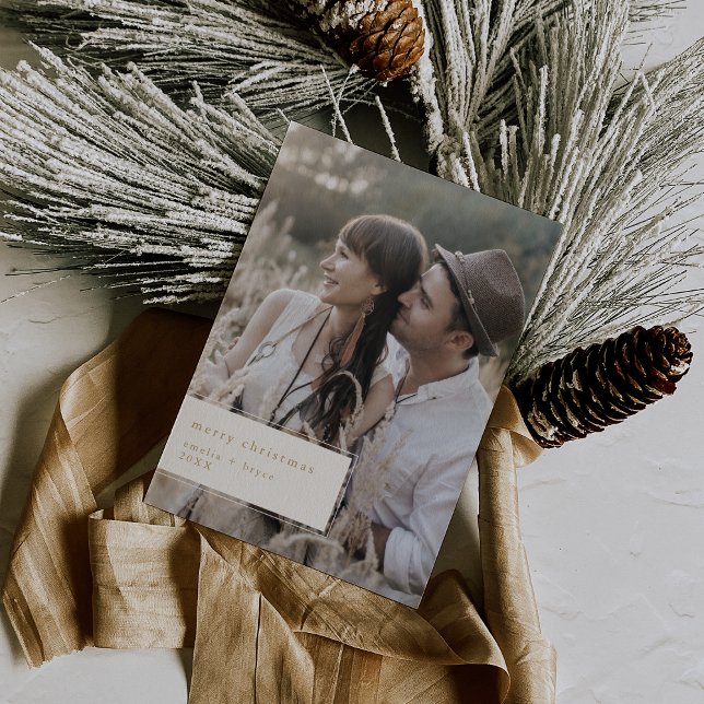 EMELIA Guld-utskrivbar cute Unik fotojul Julkort (EMELIA Gold Printable Cute Unique Photo Christmas Holiday Card)