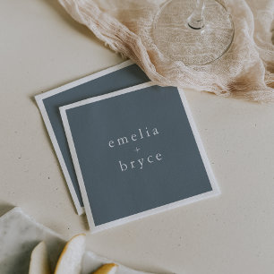 EMELIA Minimal Dusty Blue Winter Rustic Bröllop Pappersservett