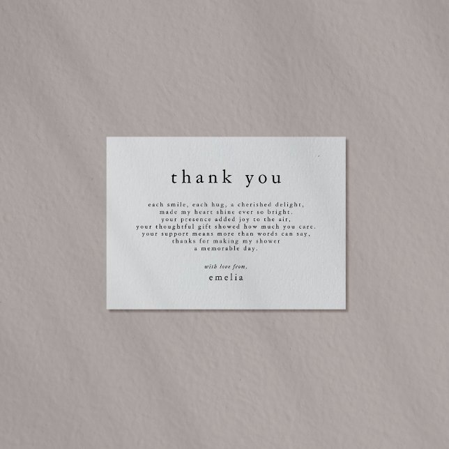 EMELIA Minimal Rustic Boho Simple Baby Shower Tack Kort (EMELIA Minimal Rustic Boho Simple Baby Shower Thank You Card)