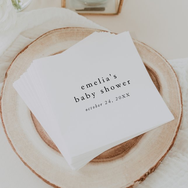 EMELIA Minimal, Rustic Simple Baby Shower Napkins Pappersservett (EMELIA Minimal Rustic Simple Baby Shower Napkins)