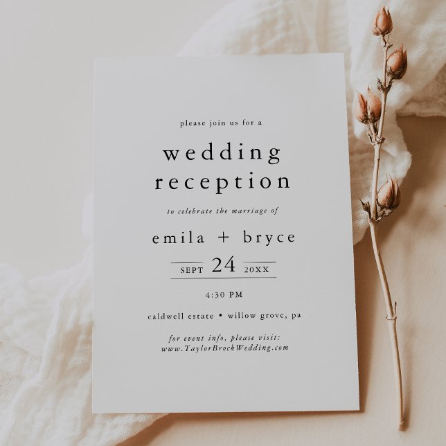 EMELIA Minimalistisk, unik Neutralt-bröllopsmottag Inbjudningar (EMELIA Minimalist Unique Neutral Wedding Reception Invitation)