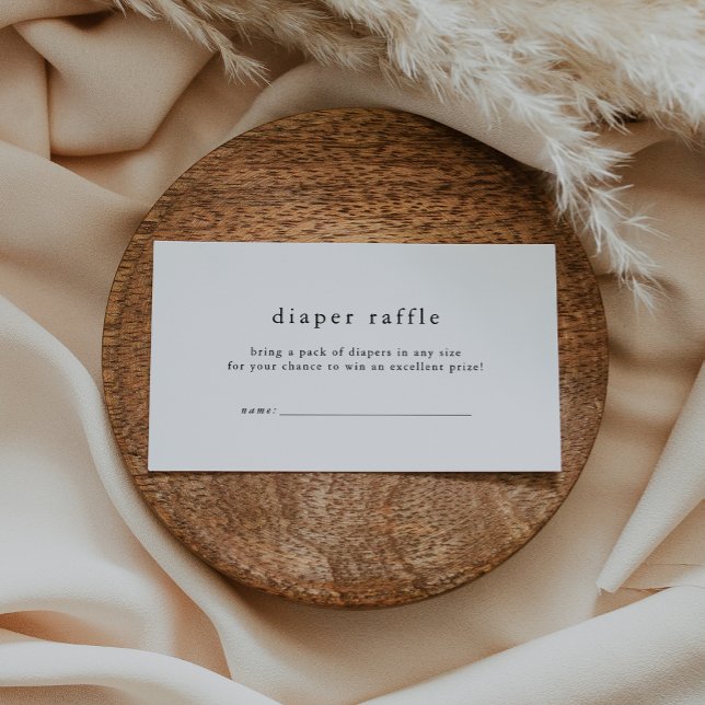 EMELIA - minimalt enkelt babyskor, hårklammer Tilläggskort (EMELIA Minimal Simple Baby Shower Diaper Raffle Enclosure Card)