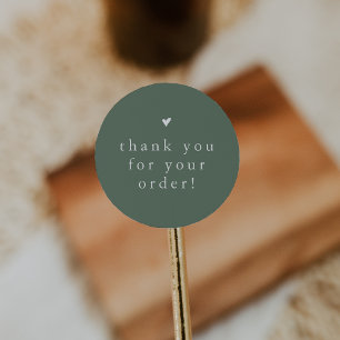 EMELIA Modern Olive Sage Grönt Tack for Order Runt Klistermärke