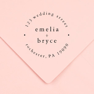 EMELIA Monogram Enkla Boho Bröllops Gummistämlar Stämpel