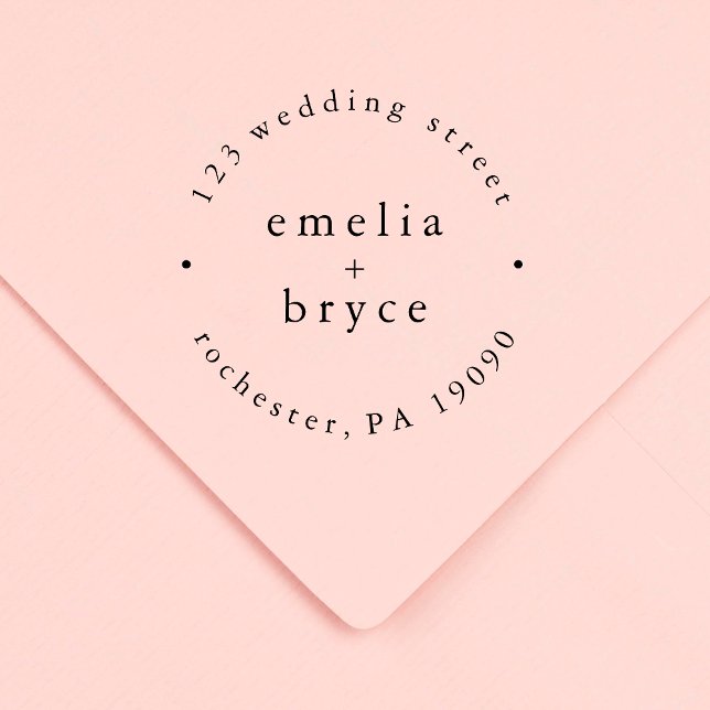 EMELIA Monogram Enkla Boho Bröllops Gummistämlar Stämpel (EMELIA Monogram Simple Boho Wedding Rubber Stamps)