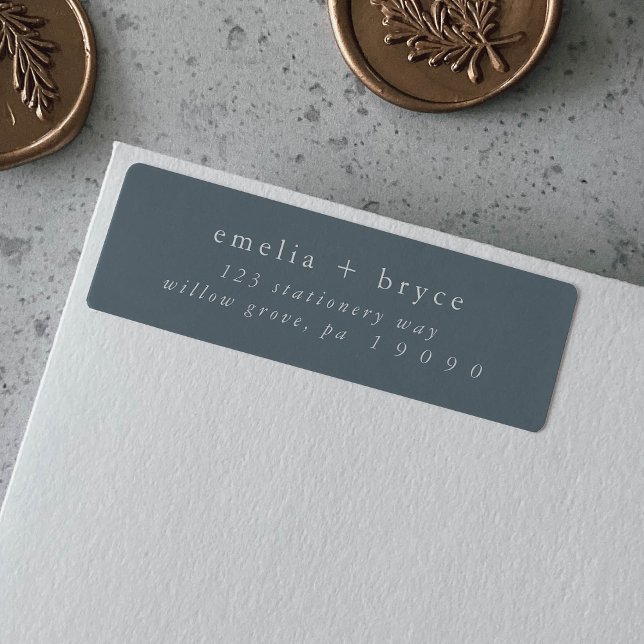 EMELIA Mörkblå minimalistiska etiketter för retura Returadress Etikett (EMELIA Dark Blue Minimalist Return Address Labels)