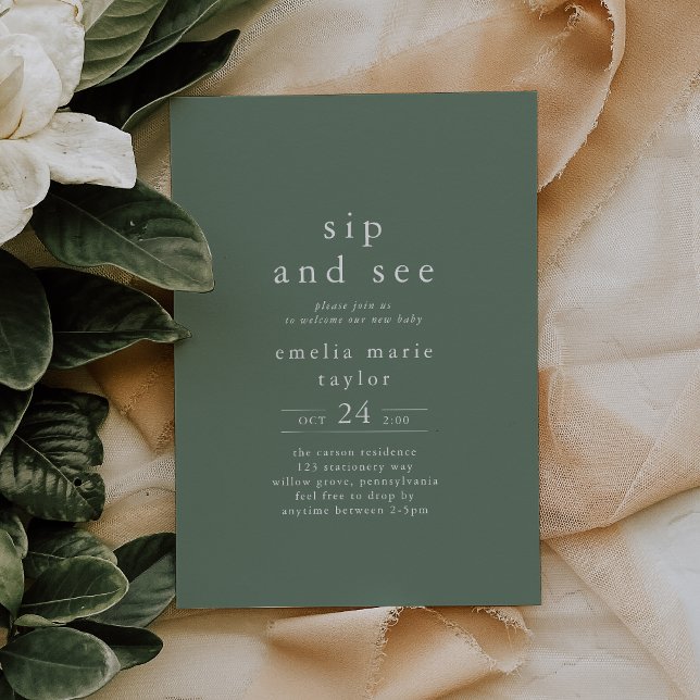 EMELIA Nature Rustic Simple Woodland Sip and See Inbjudningar (EMELIA Nature Rustic Simple Woodland Sip and See Invitation)