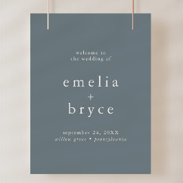 EMELIA Navy Simple Bröllop Welcome Sign Template Poster