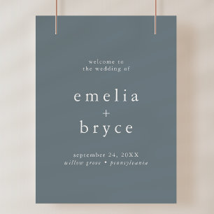 EMELIA Navy Simple Bröllop Welcome Sign Template Poster