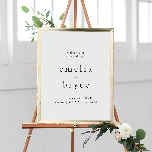 EMELIA Neutralt Boho Bröllop Välkomstsignmall Poster (EMELIA Neutral Boho Wedding Welcome Sign Template)