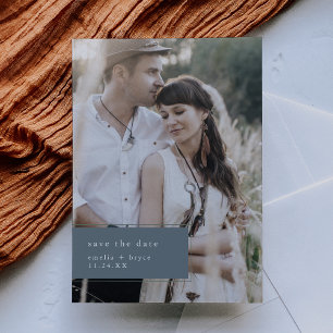 EMELIA Photo Minimalist Blue Simple Winter Wedding Spara Datumet