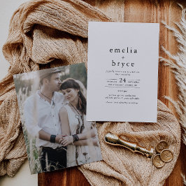 EMELIA Photo Minimalist Unik Neutralt Bröllop Inbjudningar