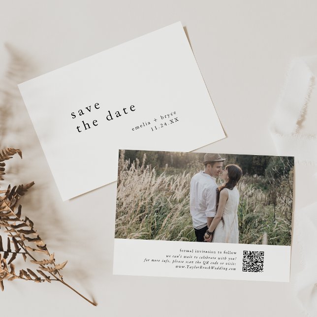 EMELIA Photo Modern Boho Winter minimalist Bröllop Spara Datumet (EMELIA Photo Modern Boho Winter Minimalist Wedding Save The Date)