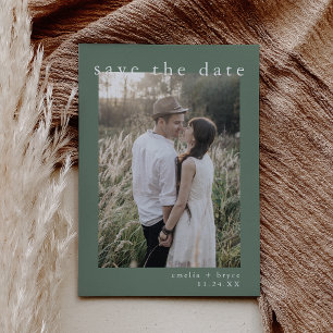 EMELIA Photo Rustic Simple Sage Nature Bröllop Spara Datumet