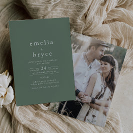 EMELIA Photo Woodland Nature Sage Grönt Bröllop Inbjudningar