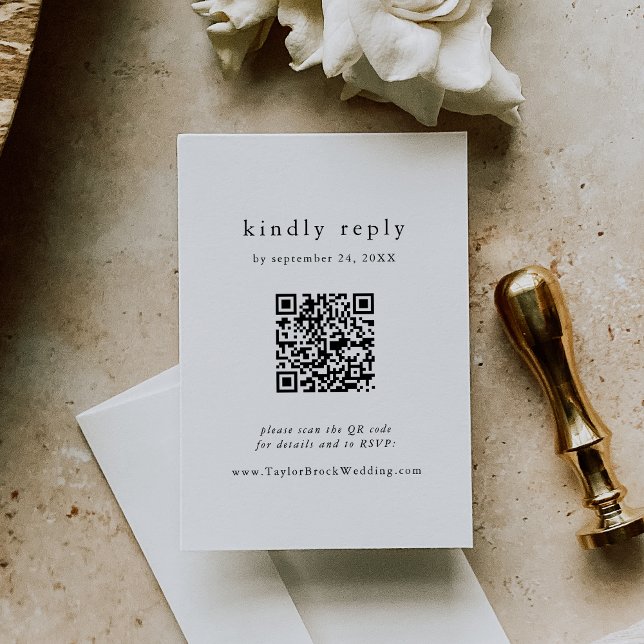 EMELIA QR-kod Endern Modern Boho Bröllop OSA Tilläggskort (EMELIA QR Code Simple Modern Boho Wedding RSVP Enclosure Card)