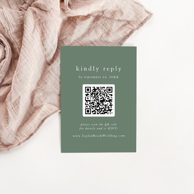 EMELIA QR-kod Enkel Bergs Rustik Bröllops-RSVP Tilläggskort (EMELIA QR Code Simple Mountain Rustic Wedding RSVP Enclosure Card)