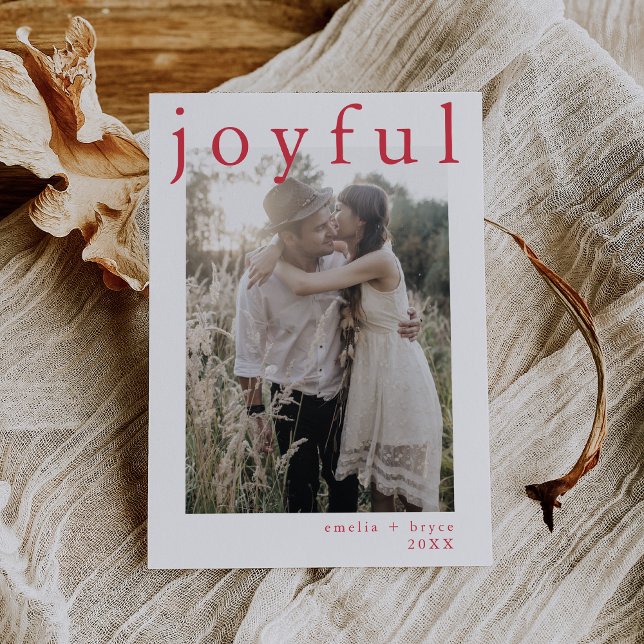 EMELIA Red Boho Julafton Photo Glatt jul Julkort (EMELIA Red Boho Xmas Photo Joyful Christmas Holiday Card)