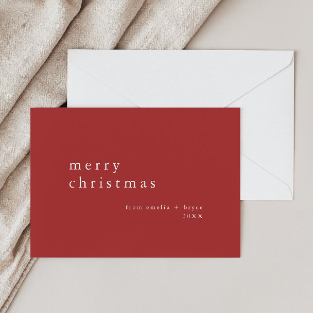 EMELIA Red Simple Modern Family God jul Julkort (EMELIA Red Simple Modern Family Merry Christmas Holiday Card)