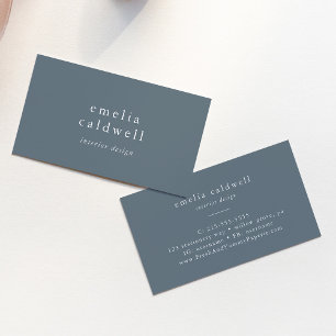 EMELIA Rustic Minimal Dusty Blue Minimalist Navy Visitkort
