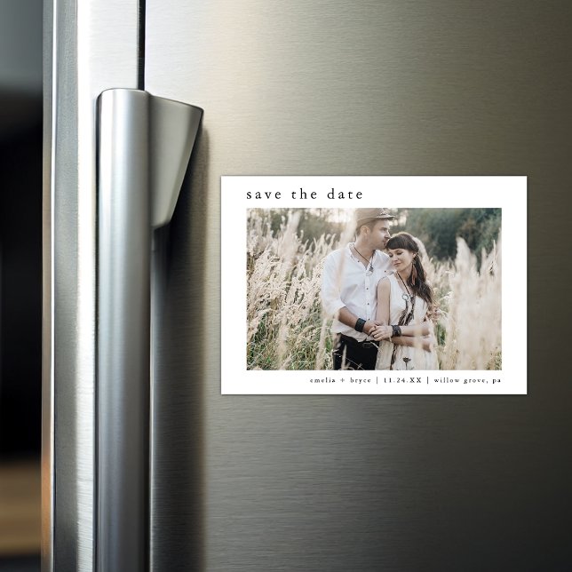 EMELIA Rustic Photo Simple Bröllop spara datum Magnetisk Inbjudningskort (EMELIA Rustic Photo Simple Wedding Save the Date Magnetic Invitation)