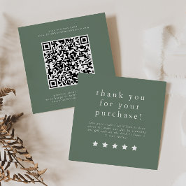 EMELIA Rustic Sage Grönt Simple Lämna A Review Fyrkantigt Visitkort