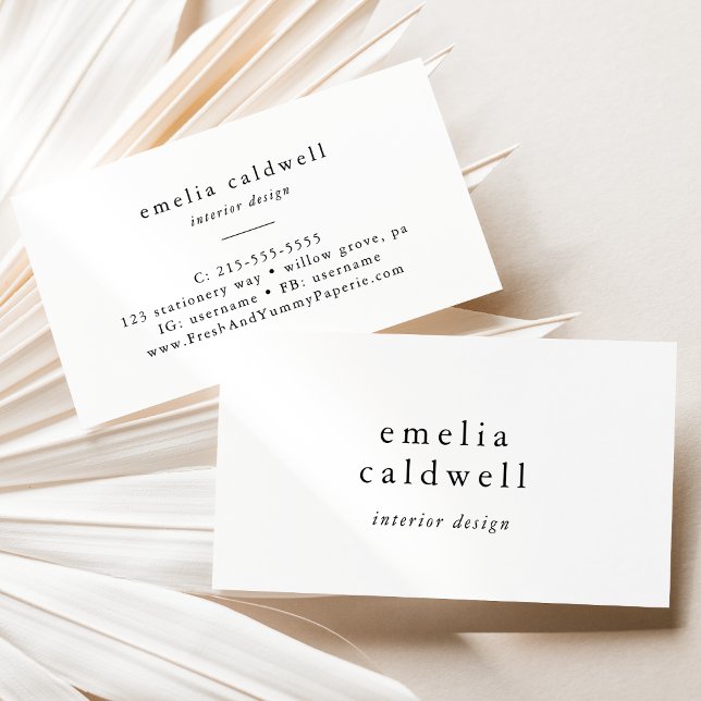 EMELIA Rustic Simple Modern Boho Unik Minimalist Visitkort (EMELIA Rustic Simple Modern Boho Unique Minimalist Business Card)