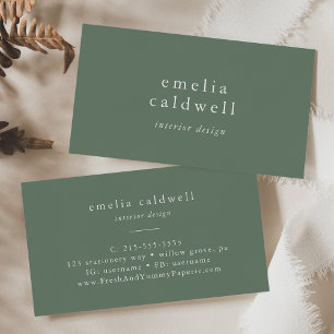 EMELIA Rustic Simple Modern Sage Grönt Olive Boho Visitkort