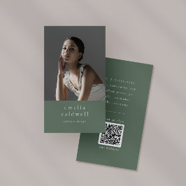 EMELIA Sage Grönt Boho Rustic Simple Modern Photo Visitkort
