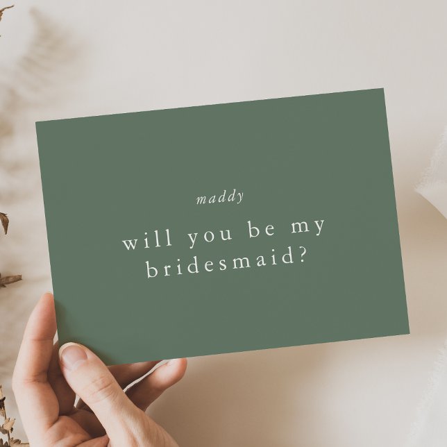 EMELIA Sage Grönt Simple Bridesmaid Frieri kort (EMELIA Sage Green Simple Bridesmaid Proposal Cards)