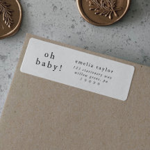 EMELIA Simple Baby Shower-Returetiketter
