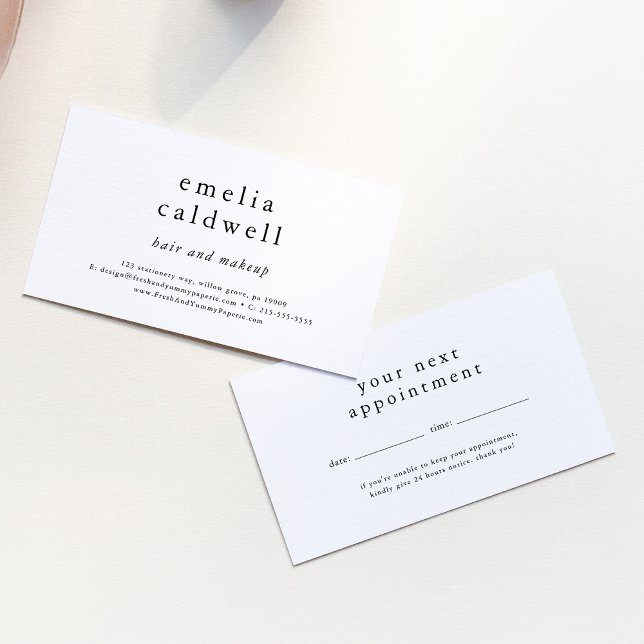 EMELIA Simple Boho Modern Small Business Reminder Tidsbeställning Kort (EMELIA Simple Boho Modern Small Business Reminder Appointment Card)