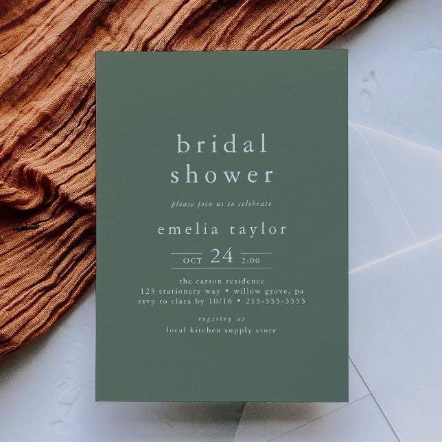EMELIA Simple Modern Mountain Rustic Möhippa Inbjudningar (EMELIA Simple Modern Mountain Rustic Bridal Shower Invitation)