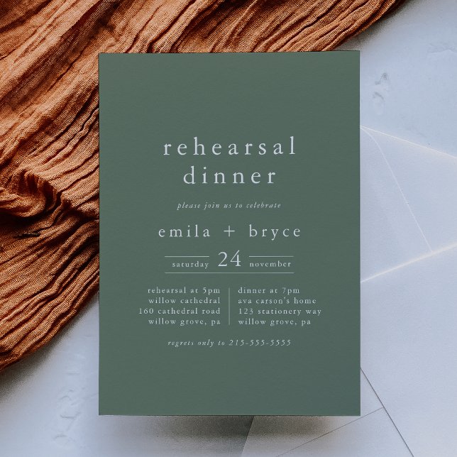 EMELIA Simple Modern Sage Rustic Rehearsal Middag Inbjudningar (EMELIA Simple Modern Sage Rustic Rehearsal Dinner Invitation)