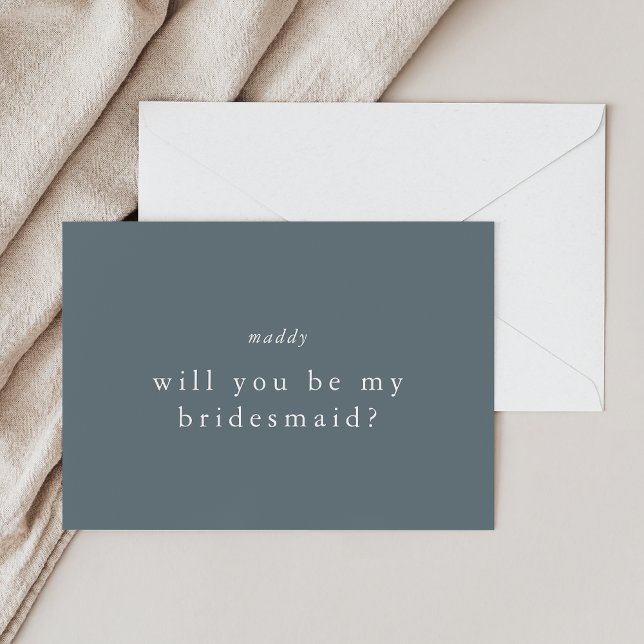 EMELIA Simple Mörk blått Bridesmaid Frieri kort (EMELIA Simple Dark Blue Bridesmaid Proposal Cards)
