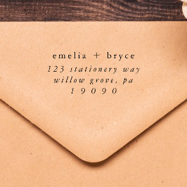 EMELIA Simple Rubber Bröllop Returadress Frimärke Stämpel