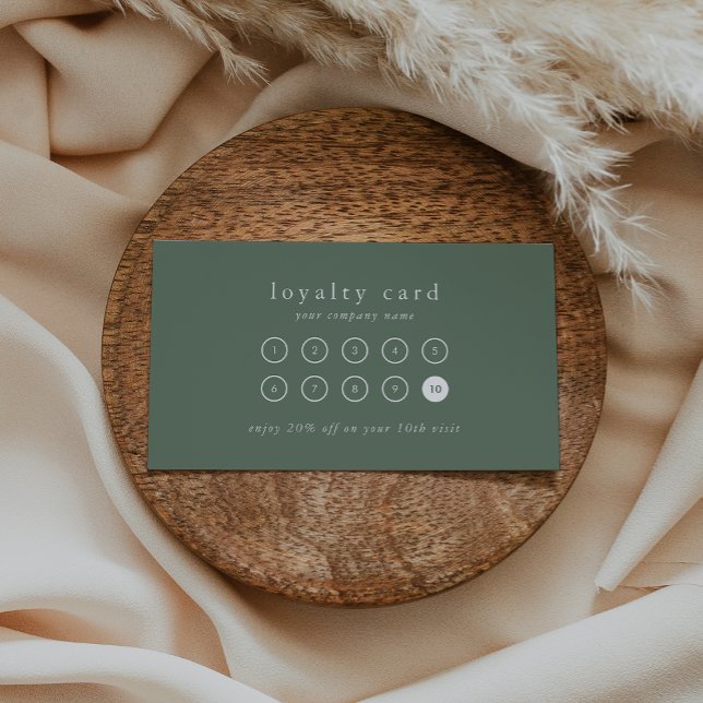 EMELIA Simple Sage Grönt Business Reward 10 Slår Lojalitetskort (EMELIA Simple Sage Green Business Reward 10 Punch Loyalty Card)