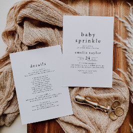 EMELIA Unik Neutralt Boho Simple Baby Sprinkle Inbjudningar