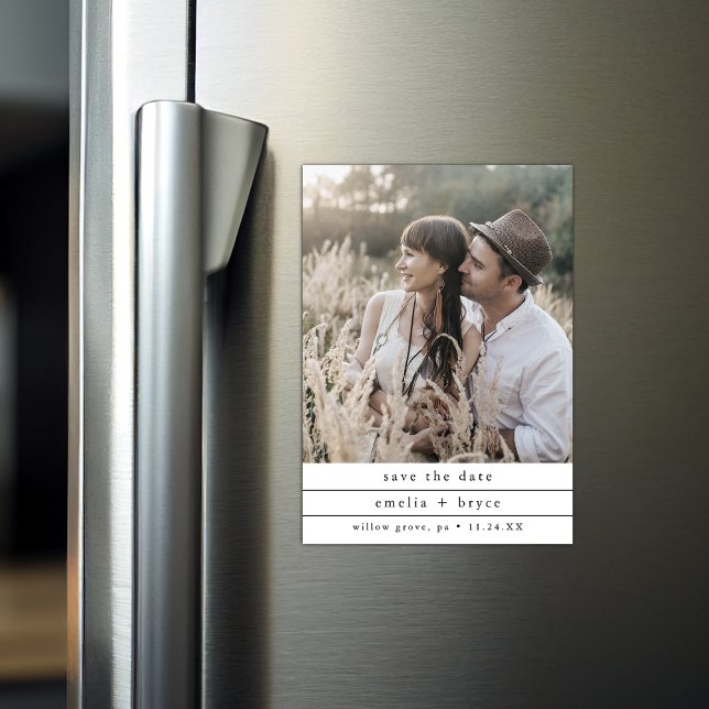 EMELIA Unik Photo Neutralt Bröllop spara datum Magnetisk Inbjudningskort (EMELIA Unique Photo Neutral Wedding Save the Date Magnetic Invitation)
